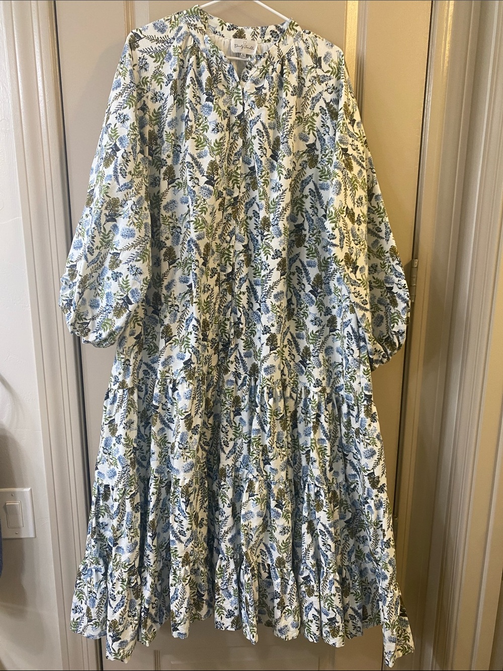 Dainty Jewells Blue & Green Floral Tiered Midi Dress